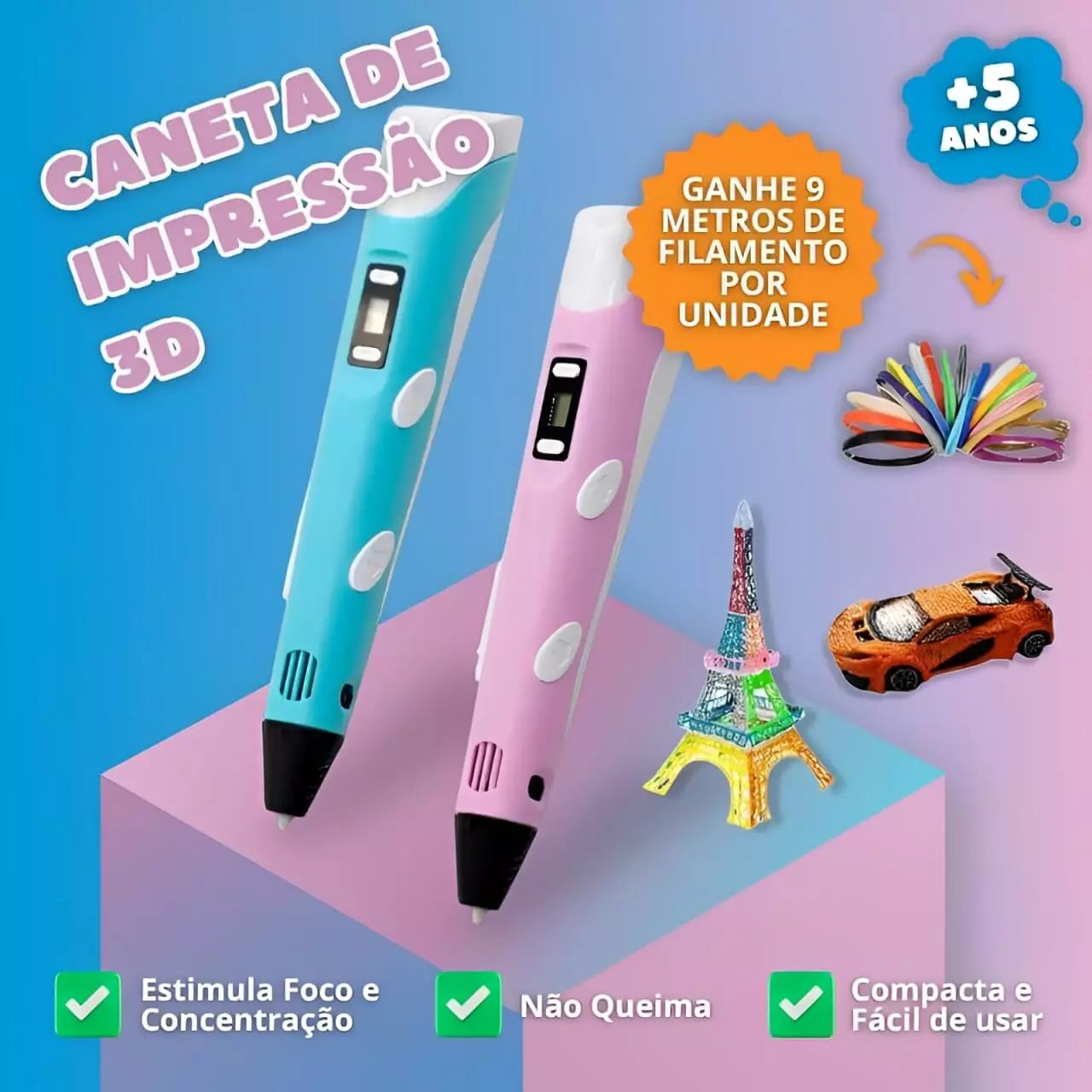 Caneta de Impressão 3D Brinccar (SALDÃO⚡FÉRIAS)