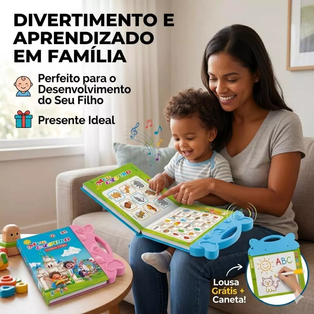 Livro Interativo Bilíngue com Som (Lousa + Caneta GRÁTIS)